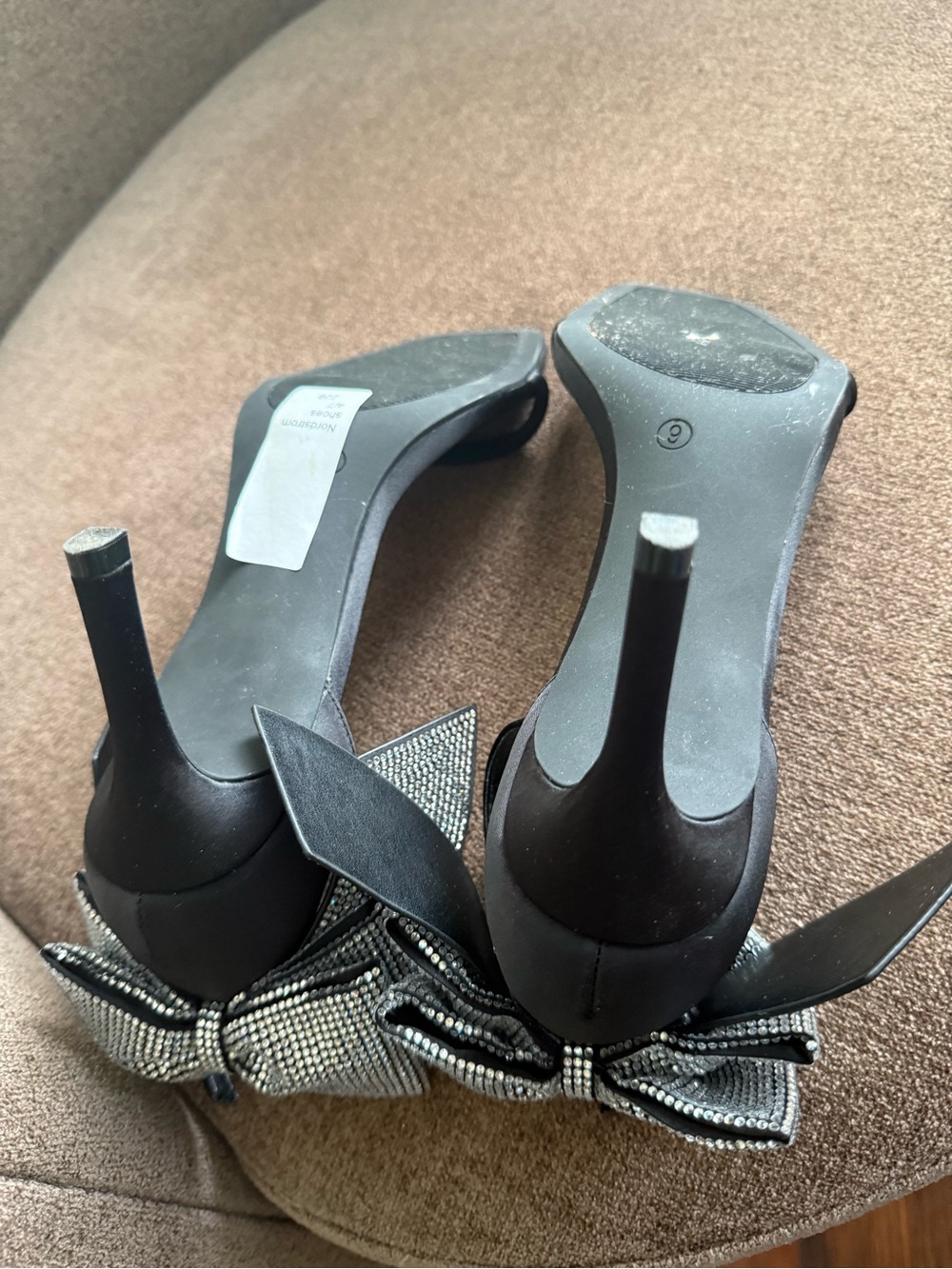 bp Black Ankle-Strap Heels with Decorative Bow - Picture 4 of 5
